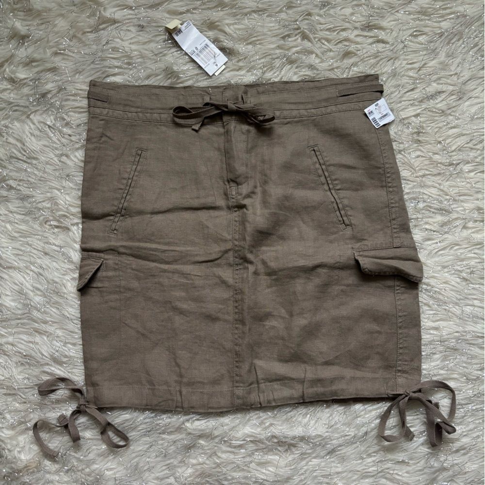 For The Republic Khaki Cargo Linen Mini Skirt Size 4Petite